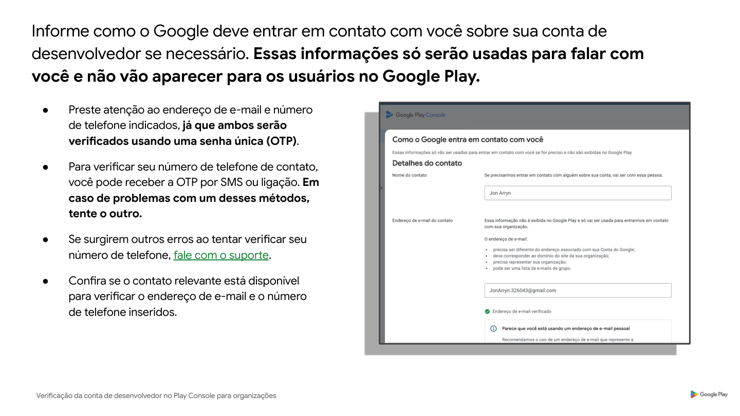 Dados de contato privados