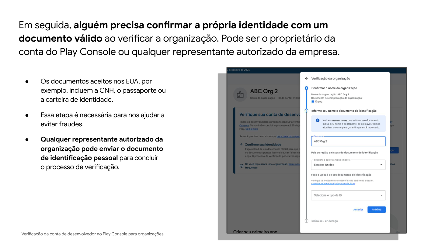 Verificação de identidade do representante