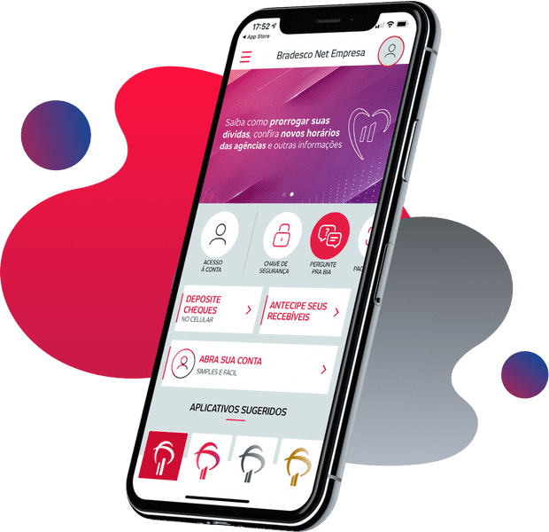 celular com o aplicativo do Bradesco na tela