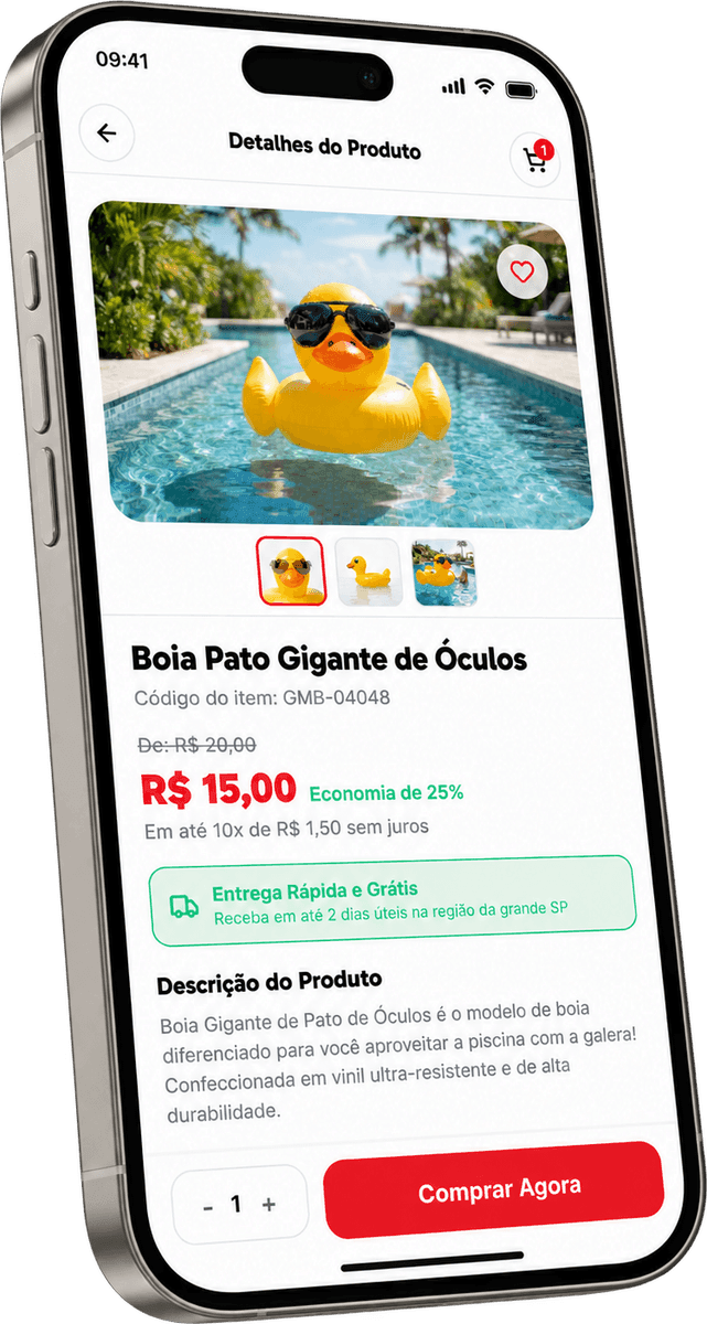 Aplicativo Gimba, tela do fluxo de compra