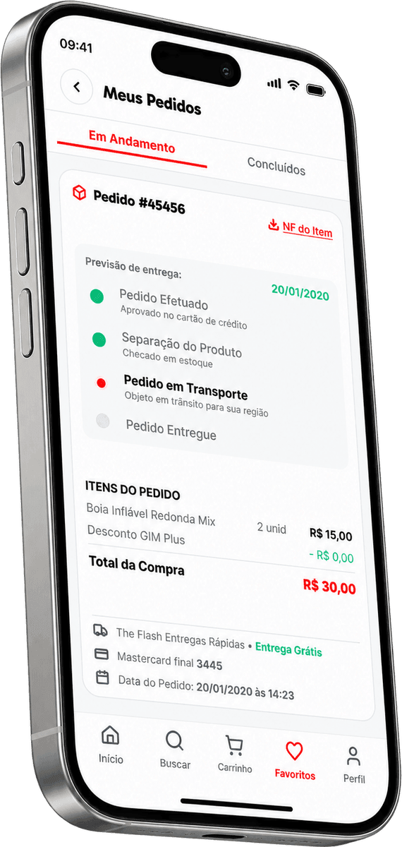 Aplicativo Gimba, tela do fluxo de compra